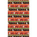 full size repeat of border stripe featuring cartoon Halloween characters and tree silhouettes on alternating black, green and orange stripes