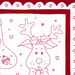 close up image of panel featuring stockings, ornaments and gingerbread treats in red on a white background