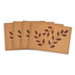 Placemats with stem and leaf cutouts of beige wool felt with hand stitching around the edges.