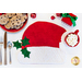 Placemat in the shape of Santa hats with button and fabric holly.