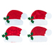 Four placemats in the shape of Santa hats with button and fabric holly.