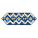 isolated image of blue and gold diamond table runner on a white background