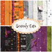 Collage image of the fabrics included in the Scaredy Cats FQ Set
