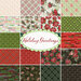 Collage image consisting of scans of all of the fabrics in the Holiday Greetings collection