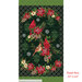 Holiday Greetings christmas panel with poinsettias, cardinals and flora on a black plaid background