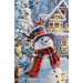 Close up of panel depicting a snowman.