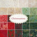A collage of red, green, and cream Christmas batiks in the Christmastime fabric collection by Robert Kaufman Fabrics