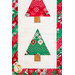 Small quilt with three pine trees in green, red, and white fabrics.