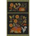 Cream panel with pumpkins and flowers and a light gray squirrel
