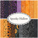 A collage of fabrics included in the Spooky Hallow fat quarter set