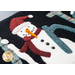 close up of snowman detail in the center of the table runner