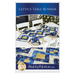 front cover of lattice table runner pattern featuring a finished table runner in blue and gold