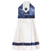 Isolated image of white towel with blizzard blues quilting details on a white background