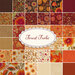 graphic of all fabrics in Forest Frolic collection, ranging from brown to orange to brick red