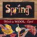 collage image of full table mat and close ups of detail for the Words in Wool Club April