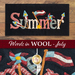 collage image of full table mat and close ups of detail for the Words in Wool Club July