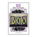 Front of BOO table top display pattern featuring the word boo with a black background and bat appliques