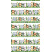 digital image of fabric with wide stripes of safari animals with green and white border stripe pattern