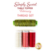 A 4 piece thread set with green, pink, and cream threads that coordinate with the February Simply Sweet Table Topper
