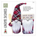 Front of gnome scones pattern, featuring 2 small bearded gnomes with red plaid hats