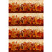 Image of fabric showing four repeats of autumn leaves in horizontal stripes