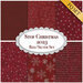 A collage of red and silver Christmas fabrics included in the Frosty Snowflake FQ Set