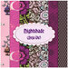 collage of fabrics included in the Nightshade (Deja Vu) FQ set from Tula Pink