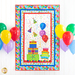 A Party Time! Wall Hanging next to colorful balloons.