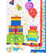 A styled image of a Party Time! Wall Hanging next to a birthday cake.