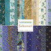 collage of all fabrics included in Jaikumari ten squares, in rich shades of cream, gold, blue, and teal