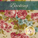 cream fabric with vintage style flower illustrations in full color with a teal banner at the top that reads 