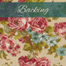cream fabric with vintage style flower illustrations in full color with a teal banner at the top that reads 