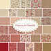 Collage image of all the fabrics within the Chateau de Chantilly collection, arranging from beige to pink to red
