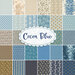 collage of all fabrics included in Cocoa Blue collection