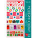 A sewing pattern with colorful table runner designs in different themes such as Valentine's Day, Patriotic, Autumn, Halloween, and Christmas