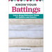 The front of the Know Your Battings booklet by Krista Moser featuring a stack of different battings