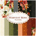 Composite graphic of all fabrics within the harvest rose flannel collection, featuring rustic rose fabrics and color ways