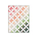 Full size quilt with an ombre of pink and green across rows of cross shapes on a white background, isolated on a white background