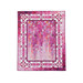 A full pink, purple and white ombre quilt with an elaborately quilted border isolated on a white background
