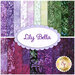Collage of all fabrics included in Lily Bella artisan batiks fat quarter set