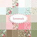 A collage of pink, green, and brown fabrics included in the Lovestruck collection