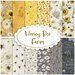 collage of yellow, white, and gray bee themed fabrics in the one yard set
