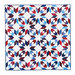 a geometric patriotic-themed quilt isolated on a white background