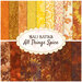 collage of fabrics included in the All Things Spice batiks collection and FQ set, in warm shades of yellow, orange, red, and brown