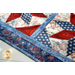 Close up of table runner details showing quilting pattern and patriotic fabrics
