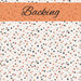 White fabric with orange and black stars with varying points scattered all over with an orange banner at the top that reads 