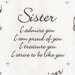 white fabric scan with grateful words related to sisters across it