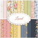 A collage of pink, yellow, green, and blue floral fabrics in the Laurel collection
