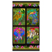 fabric panel that features vibrant jungle animals in dense forest decorated with flowers and leaves
