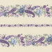 flannel border stripe fabric featuring both wide and thin stripes of purple, blue, and cream florals and paisley motifs on a solid cream background